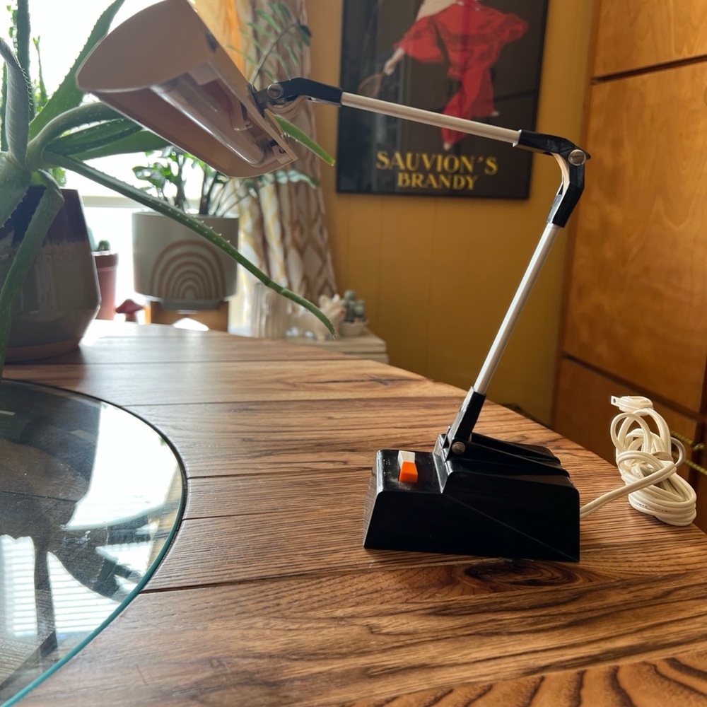 Adjustable Black and White Desk Lamp -Works
